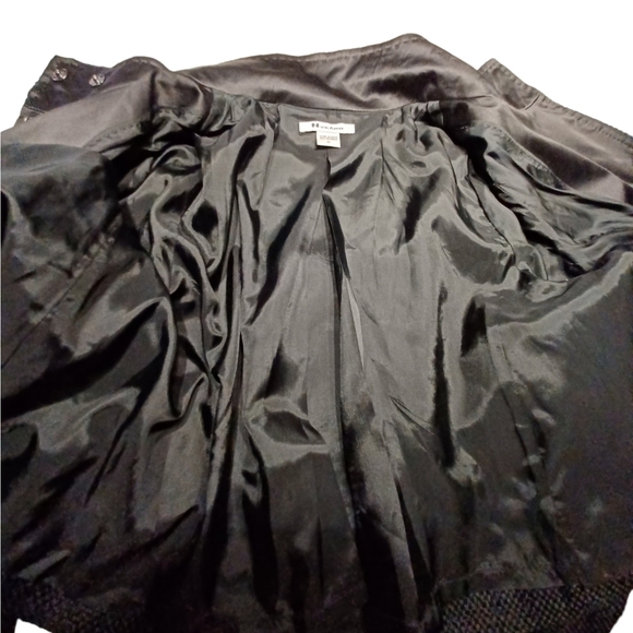 Nygard Collection Black Cowl Collar Pea Coat with Black beading design on lapel - Picture 9 of 15